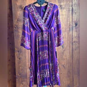 Maison Tara Plum Floral Long Sleeve Dress